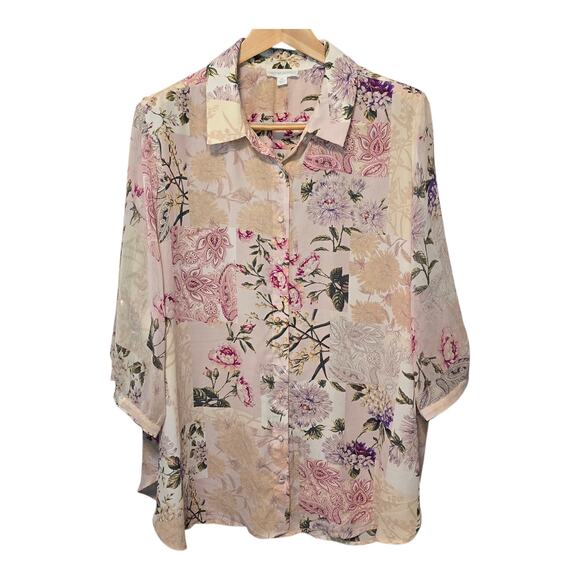 Cynthia Rowley Floral Plus Size Top Womens Size 3X Flowy Lightweight Colorful - Picture 1 of 9